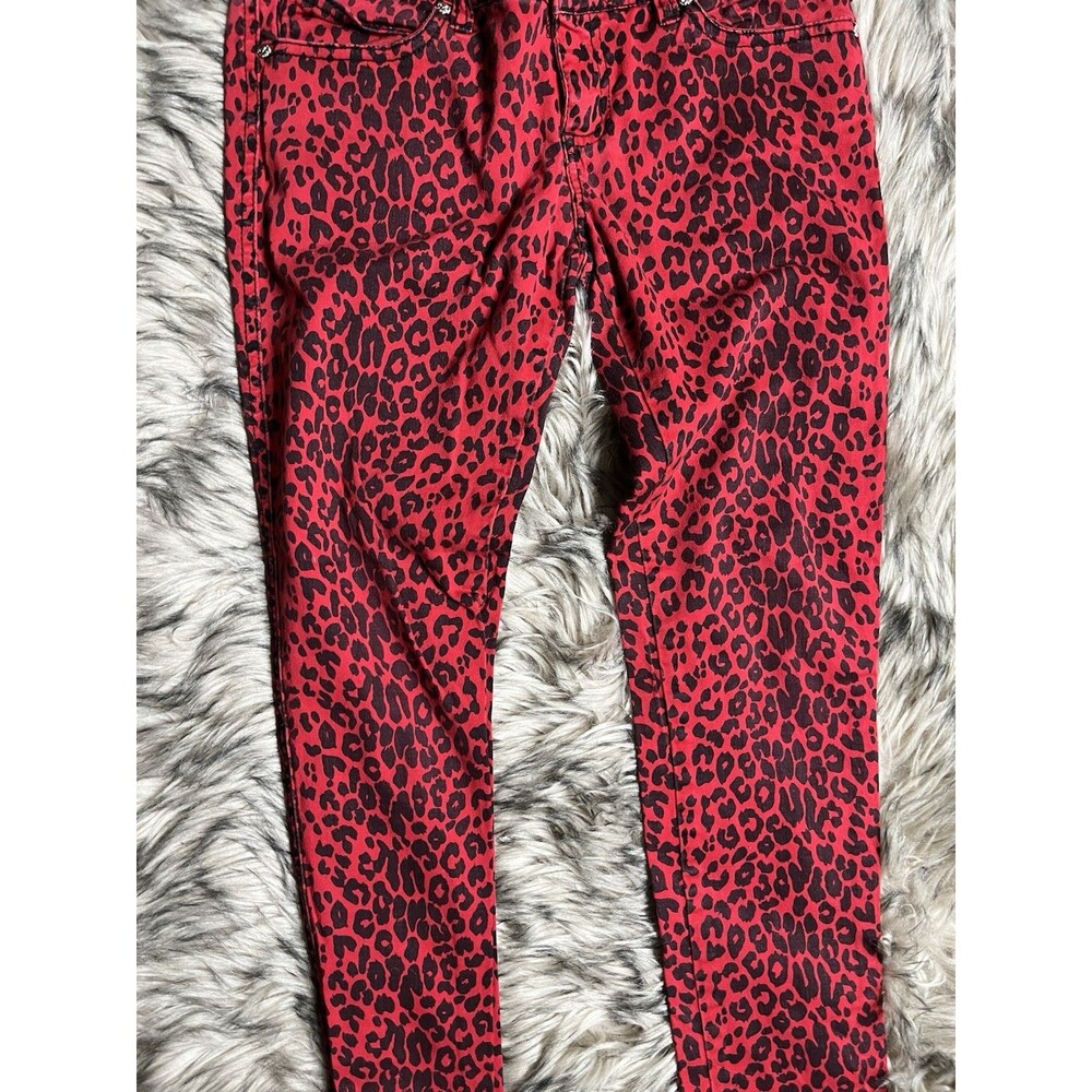TRIPP NYC Red Leopard Print Skinny Jeans Punk Grunge Style Size 7 Women - Picture 3 of 10